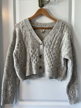 Jessica Simpson Cropped Cable Knit Cardigan Size M
